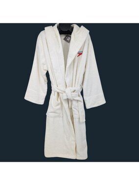 Speedo Terry Cloth Hooded Robe Belted Coastal Resort Minimalist Lounge Medium